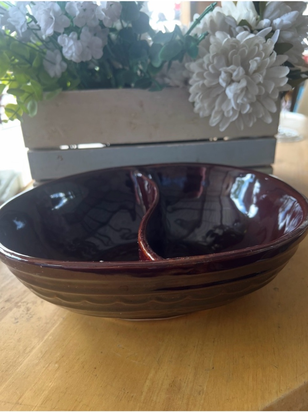 Crest Two-Section Stoneware Bowl in Rich Brown Marcrest oven proof stoneware
